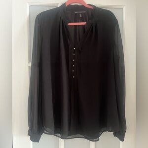 White House Black Market Black Sheer Blouse
